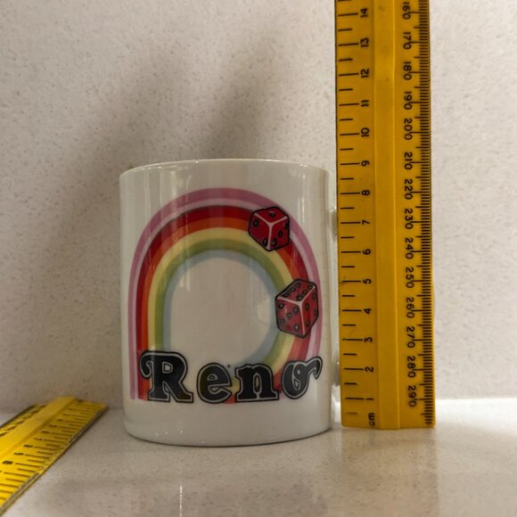 Vintage Reno Nevada Souvenir Mug: Rainbow Dice Ceramic Coffee Cup - Picture 9 of 11